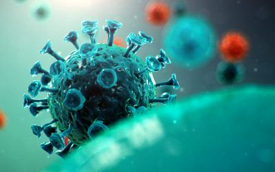 Outbreak of Chinese influenza - called a Coronavirus or 2019-nCoV, which has spread around the world. Danger of a pandemic, epidemic of humanity. Human cells, the virus infects cells, 3d illustration